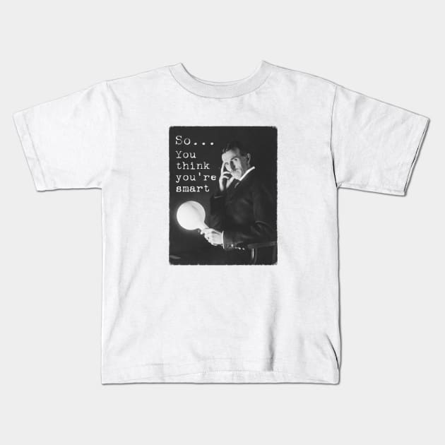 Tesla Thinking Kids T-Shirt by TenomonMalke